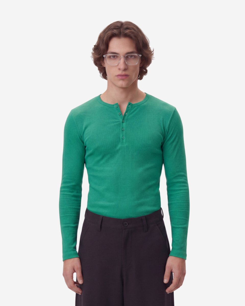 Billiard Green Fine Rib Henley