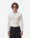 White Fine Rib Henley